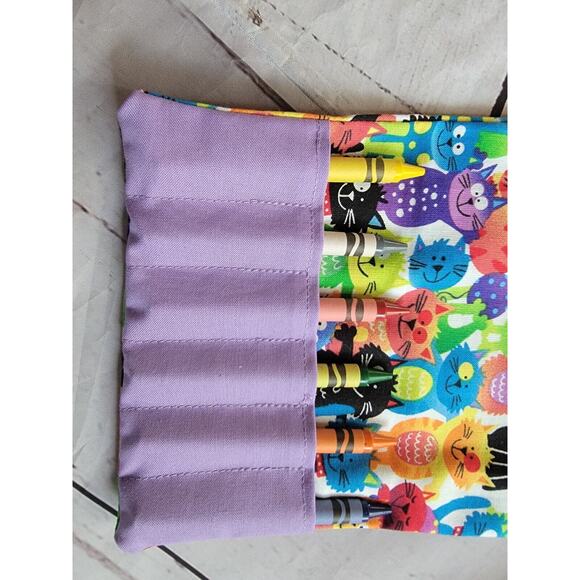 Colorful Cat Crayon Holder Childrens Coloring Tote New handmade gift bag - Picture 8 of 8